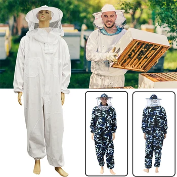 

Professional Outfit Zipper Beginner With Veil Hood Ventilated Safety Hat Full Body Anti Bee Protective Clothing Beekeeping Suit