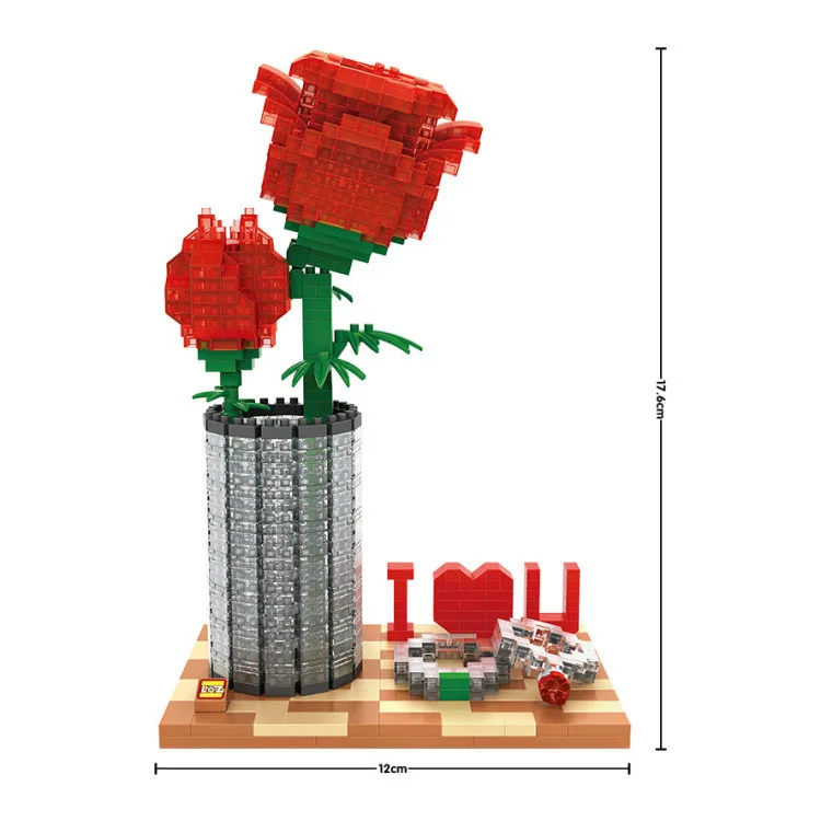 

LOZ Small Particles of Diamond Building Blocks LOZ 9022 Rose Building Blocks Valentine's Day Unbeaten Rose