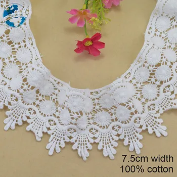 

7.5cm wide white 100% cotton embroidery lace french lace ribbon fabric guipure diy trims wedding lace sewing Accessories#4066