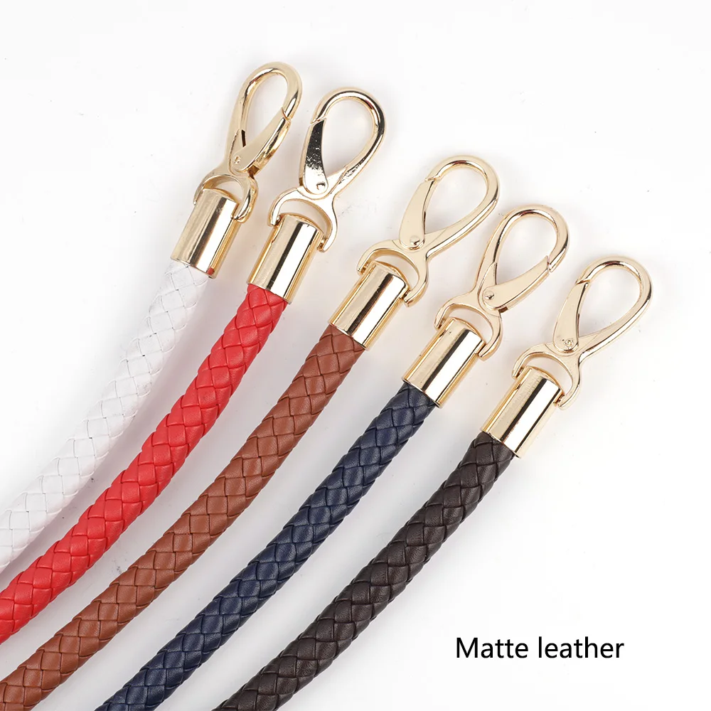 2pcs PU Leather Braided Rope Handles for Handbag Shoulder Bag Strap Handmade Bag DIY Accessories Alloy Metal Hook Buckle KZ0346
