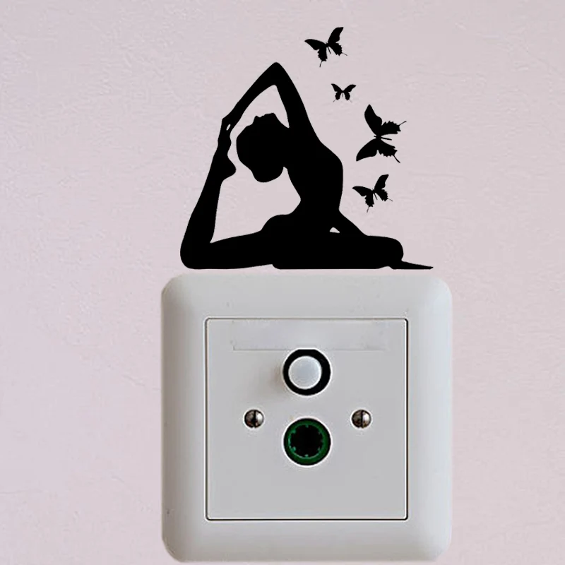 Йога тело и ум мода домашний Декор виниловые наклейки на стену переключатель наклейка 6SS0196
