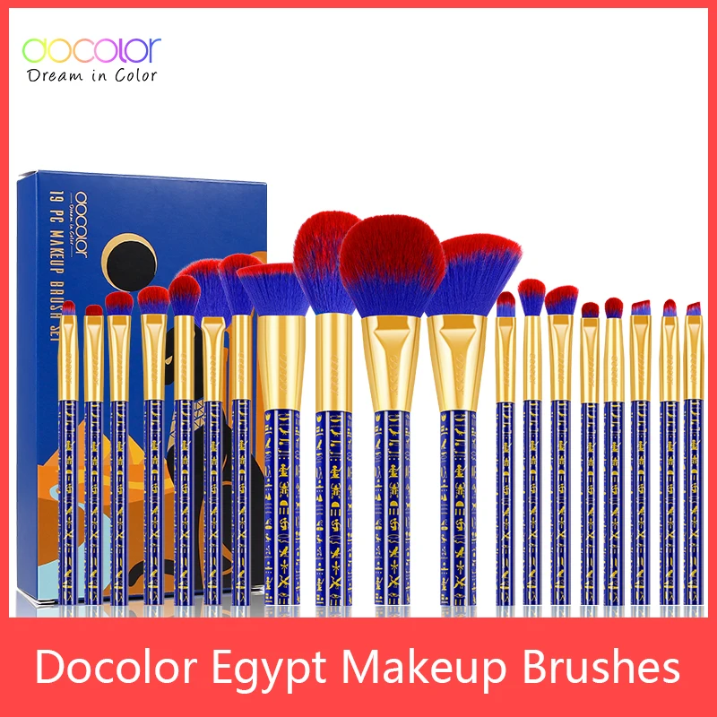 Docolor-brochas de maquillaje, 19 Uds., base sintética prémium, mezcla de potencia, polvo facial, sombra de ojos, Bastet Cat, brochas de maquillaje