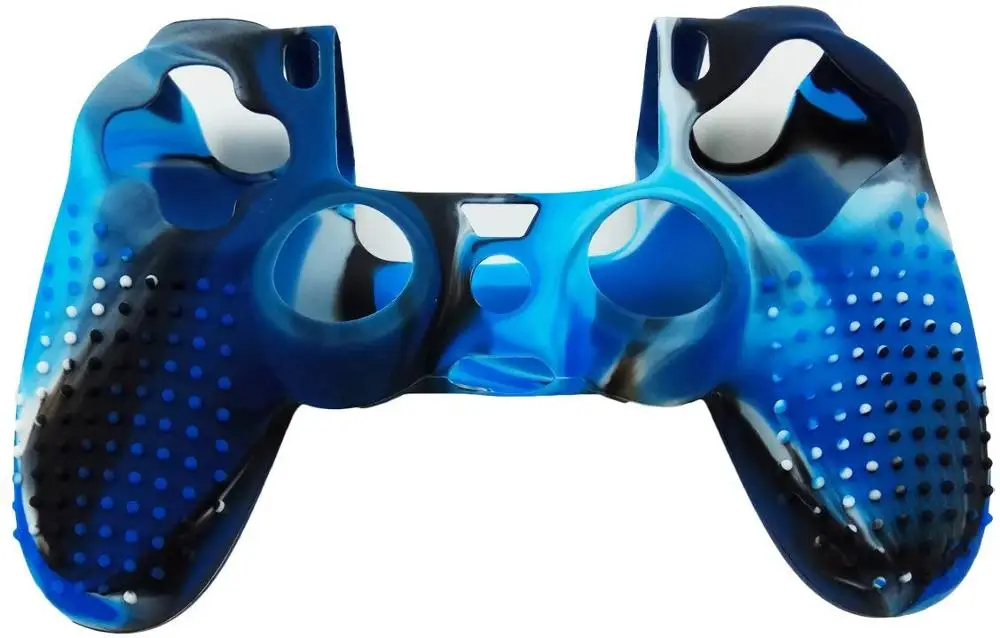 Камуфляж PS4 чехол противоскользящий для Playstation 4 PS4/PS4 Slim/PS4 Pro игровой контроллер Мягкий силиконовый чехол защитный чехол - Цвет: Blue-Black1