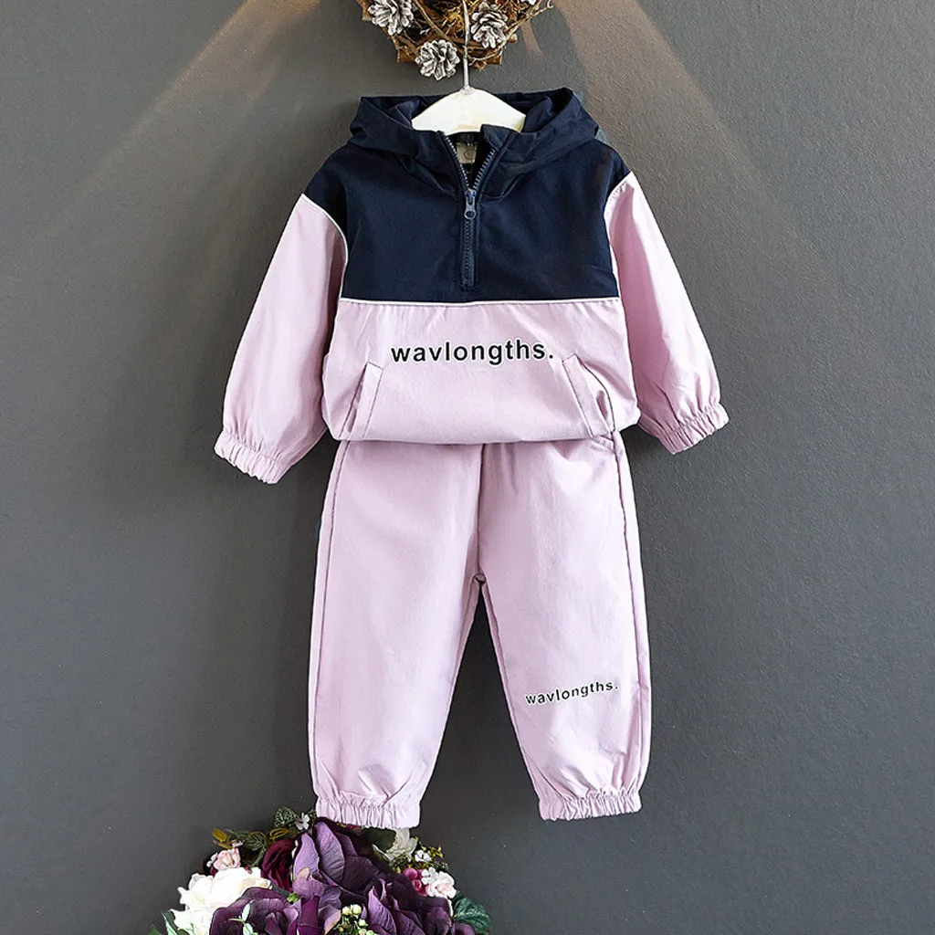 

2pcs Autumn Toddler Kids Baby Girl Boys clothes set Hooded Letter Sweatshirt Coat+Pants Outfits kids Clothes Sports Suit