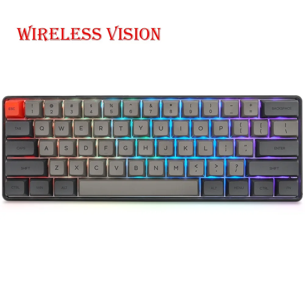 Алюминиевая RGB клавиатура GK61 с горячей заменой 60% механический переключатель