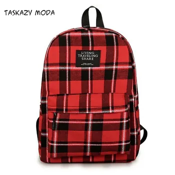 

2020 New Fashion Canvas Backpack lattice Women Shoulder Bag Solid Color School Backpacks Teenage Backbag Rucksack Women Mochila