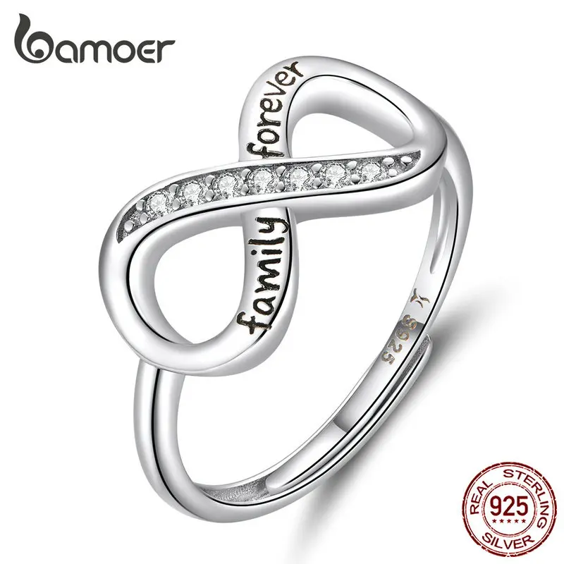 Кольцо bamoer из стерлингового серебра 925 пробы с прозрачными фианитами регулируемое кольцо свободного