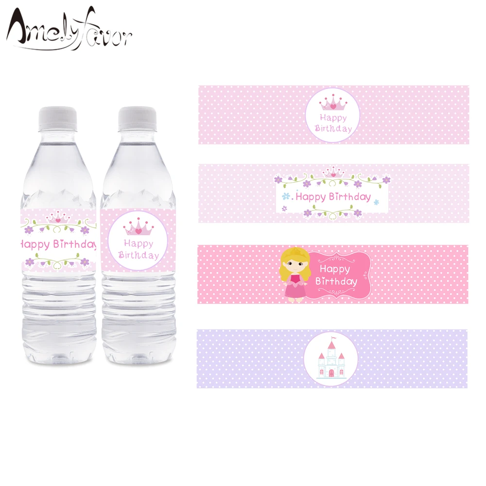 Princess Theme Party Bottle Labels Decoration Sleeping Beauty Birthday Party Decorations Supplies Personalized Bottle Wrapper