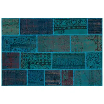 

Handmade Turquoise Vintage Overdyed Patchwork Area Rug 120x180 Cm-3'11''X5'11''