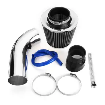 

3 Inch 75mm Universal Car Cold Air Intake Filter Aluminum Induction Kit Pipe Hose System Silver For VW For Toyoyta