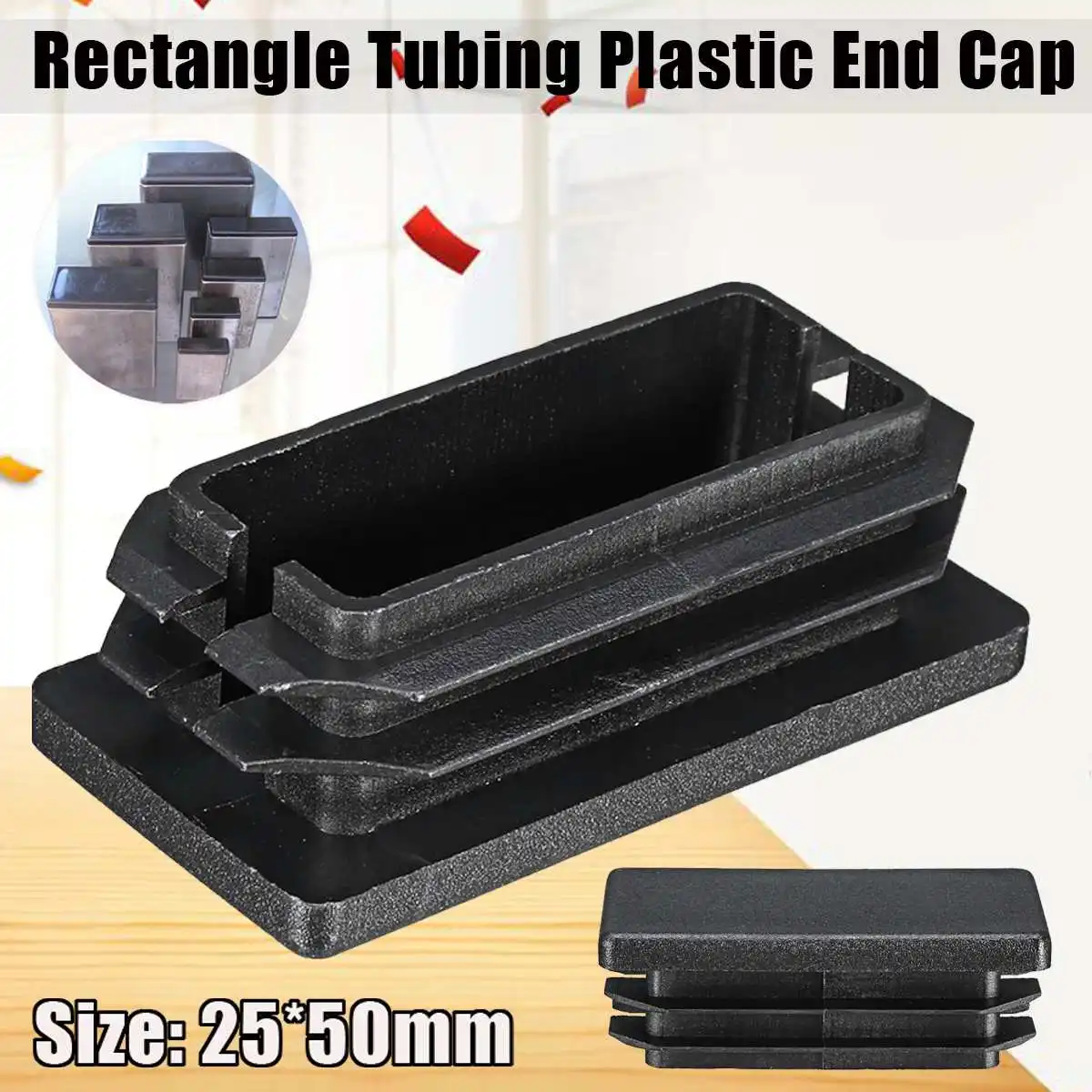

25*50 Rectangle Tubing Insert Plastic End Cap Finishing Plug Oblong Hole Insert Furniture Home