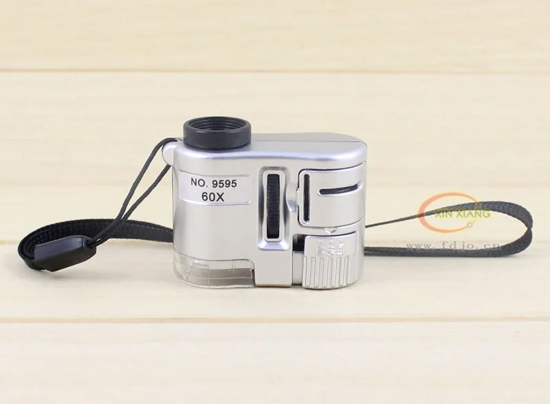 Portable Mini Illuminated Magnifier Lamp 60X Backlit Magnifying Glass Strap Pocket Jewelry Loupe LED Microscope Optical Len Lupa