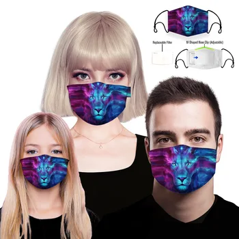 

EXCARGO Wolf Print Cotton Mask Women Replaceable Filter PM2.5 Dust Mask For Men Punk Small Kids Masks