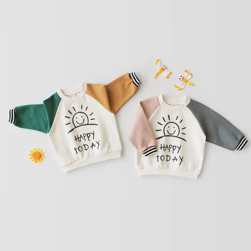 Fashion Autumn Winter Sweatshirt Boys Kids Child Girls T Shirts Long Sleeve Letter Pattern Printed Baby Toddlers Clothes Tops