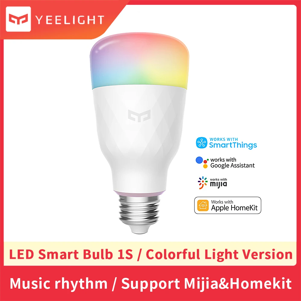 

Yeelight 1S YLDP1SYL Smart WiFi Dimmable Colorful Light Bulb Compatible with Alexa&Apple Homekit and Google Home No Hub Required