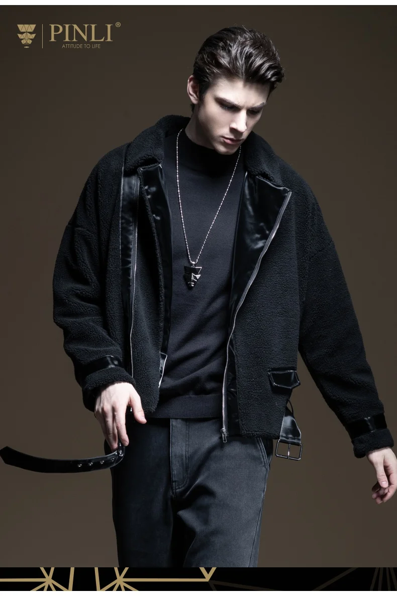 Casaco Masculino, стандартная куртка Pinli, осень, новинка, мужская куртка из искусственной кожи с отложным воротником, верхняя влага, B193304353