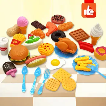 

31PCS Children Cute Kitchen Pretend Play Simulation Cake Simulation Food Kitchenware Cooking Set for Kids Children Gift Toys
