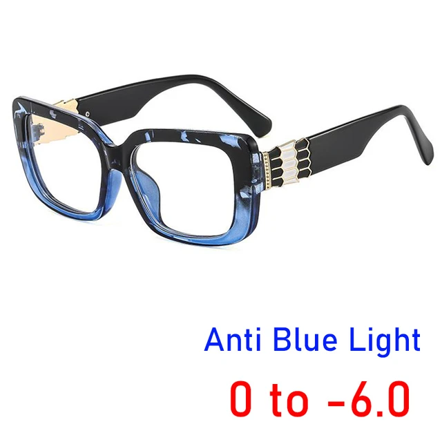 Luxus Marke Rechteckigen Myopie Brille Erwachsenen-0,5 1,5 2,0 zu 6,0 Trend  Büro Rezept Kurzsichtig Brillen Anti Blau Licht - AliExpress