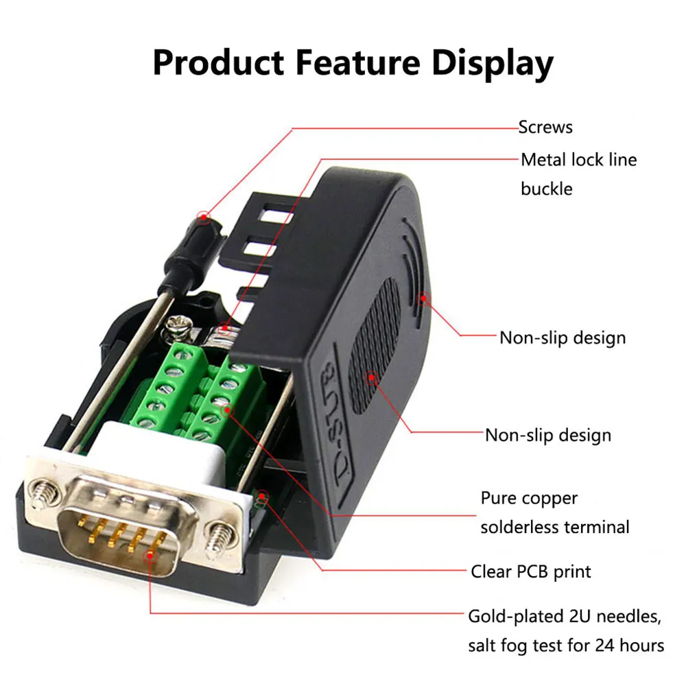 Комплект штекерных разъемов DB9 без сварки комплект гнездовых с пряжкой RS232 9