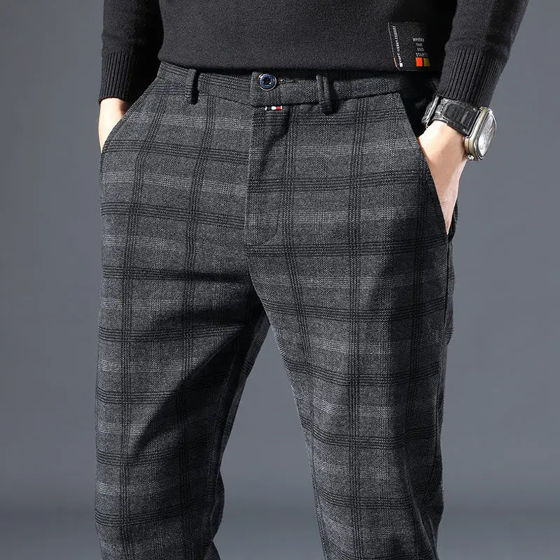 

Brand Plaid Men's Casual Pants Sports Pants Korean Slim Autumn Pants Men's Spring Autumn Straight Long Pants Mens Pants