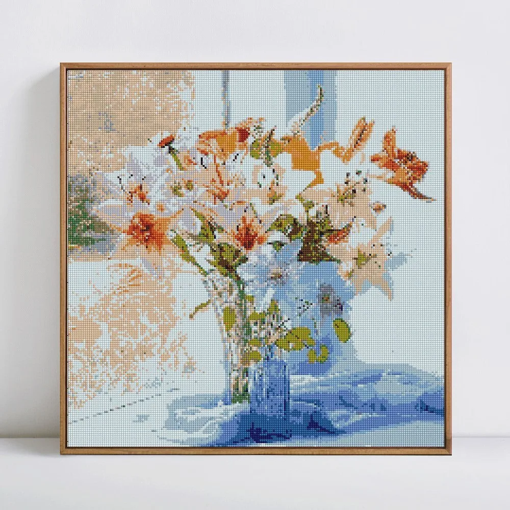 Huacan-5D-Diamond-Painting-Cross-Stitch-Floral-Picture-Rhinestones-Diamond-Embroidery-Full-Square-Crystal-Lily-Flower