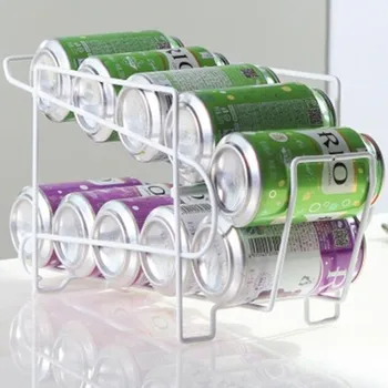 

Kitchen Iron Rack White Double Tabletop Storage Rack Beer Beverage Soda Storage Rack Refrigerator Beverage Rack