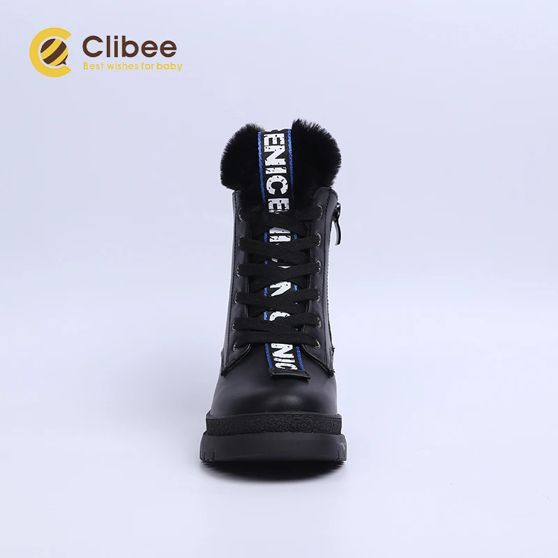 Теплые зимние ботинки CLIBEE для девочек детские мартинсы из искусственной кожи до