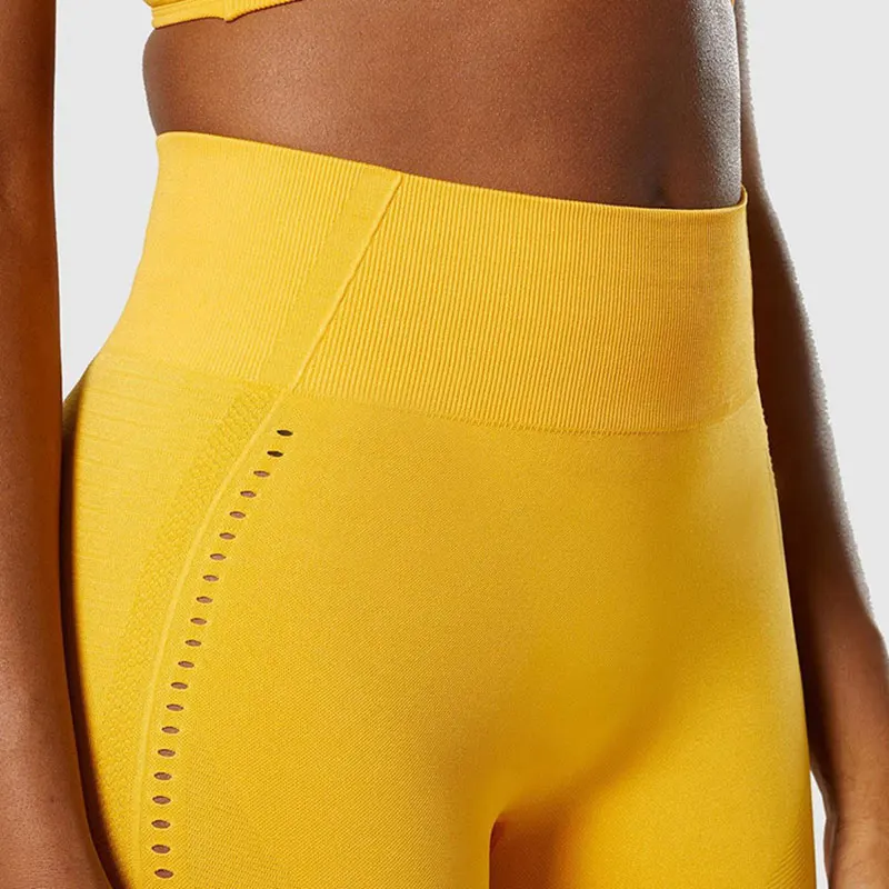 Стиль сексуальный с высокой талией, для фитнеса брюки женские Леггинсы спортивные брюки женские Леггинсы для йоги - Цвет: Цвет: желтый