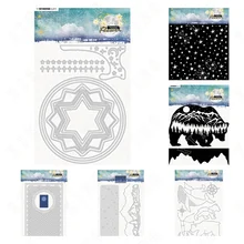 

New Polar Bear Rectangle Round Moon Flower Stars Metal Cutting Dies Stencil Scrapbook Diary Decoration Embossing Template