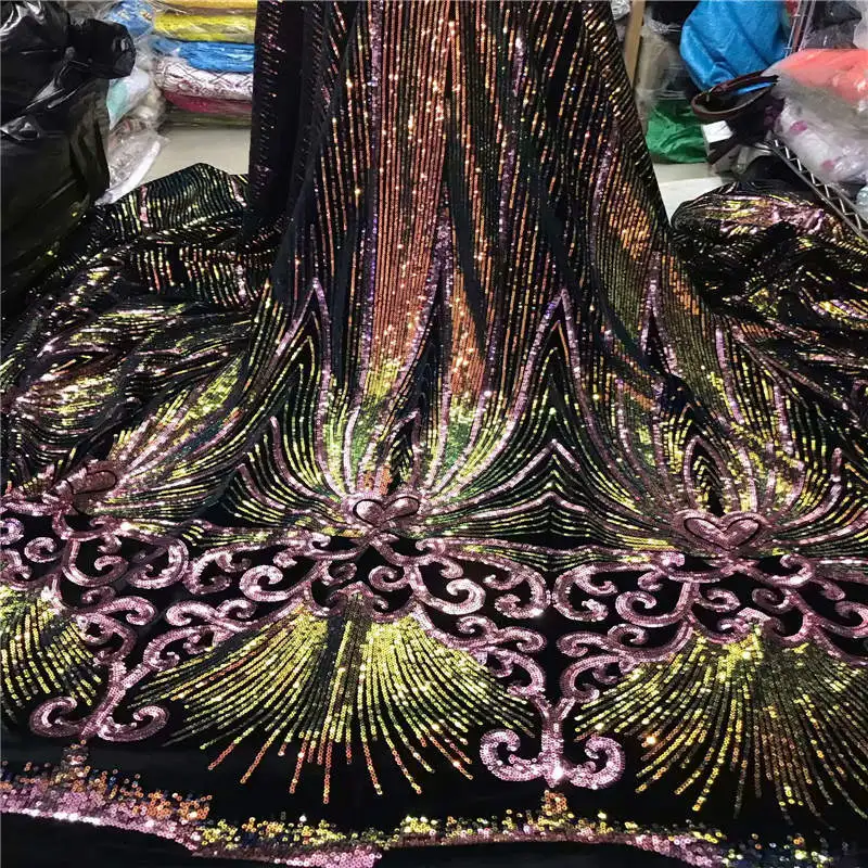 

ZQ!2019 new design velvet with sequins high quality african french lace fabric Nigerian lace fabric for garments ! J102920