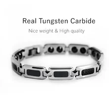 10 мм Серебряный карбид вольфрама браслет инкрустация черный углеродное волокно Анти-усталость здоровья магнитное звено