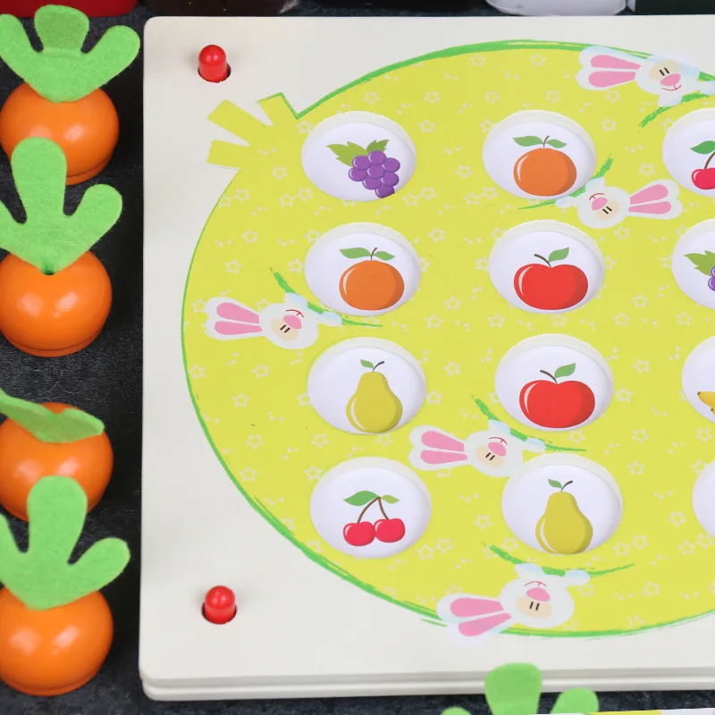 

Wooden Radish ji yi qi Children Parent And Child Interactive Tabletop Game Early Childhood Special Education Memory Focus Toy
