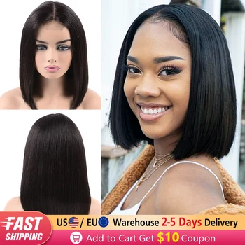 

Luvin Straight Short Bob Lace Front Human Hair Wigs Brazilian Frontal Wig 2x6 4x4 Closure Wig Free Shipping