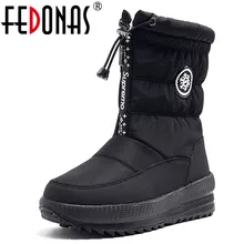 FEDONAS/Зимние удобные теплые короткие женские зимние ботинки классические женские ботильоны обувь для вечеринок новые женские ботинки на платформе