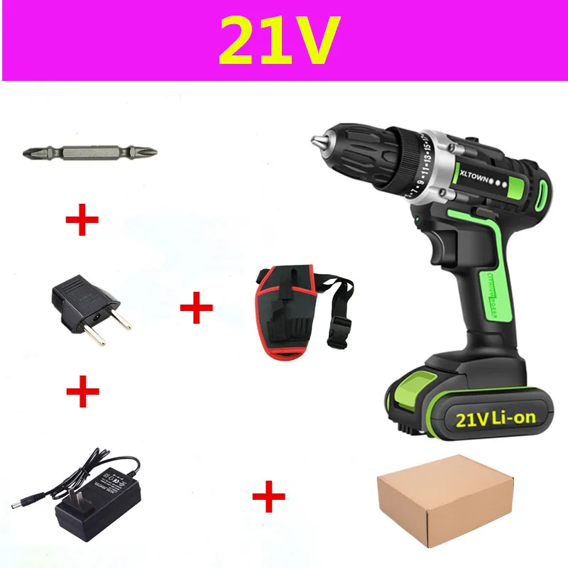 21V A XLTOWN 16,8/21 V Беспроводная Мини электрическая дрель многофункциональная литиевая батарея перезаряжаемая электрическая отвертка электроинструменты - Цвет: 21V A