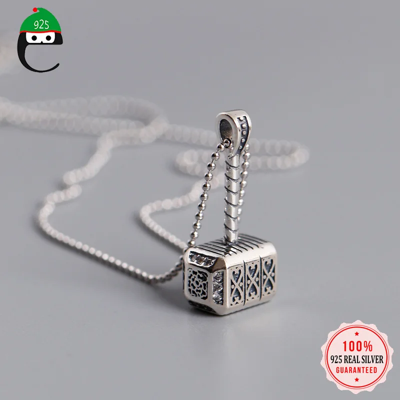 ElfoPlataSi Authentic 925 Sterling Silver Fashion Vintage Hammer Pendant Short Necklace Luxury Jewelry DA698 | Украшения и