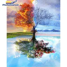 

PhotoCustom Painting By Numbers Tree Wall decor Art Picture Gift DIY Pictures By Number Kits Home Decor