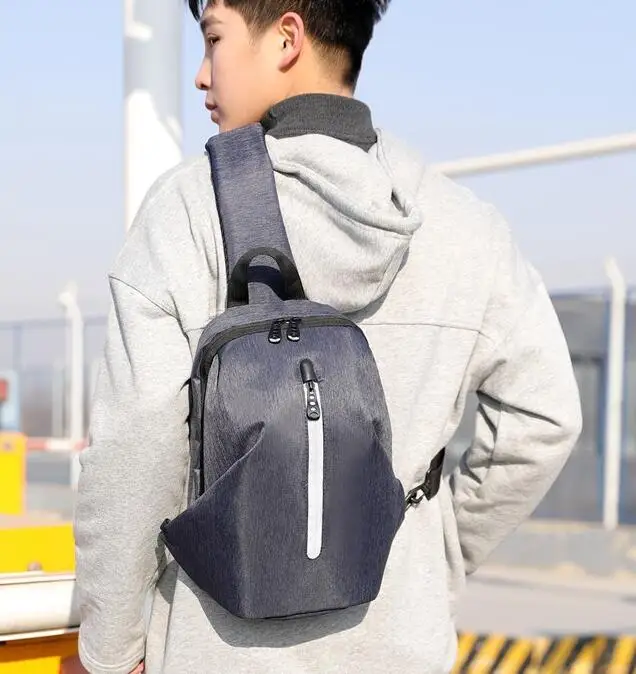 Fashion new shoulder chest bag men's small backpack reflective anti-splashing Oxford cloth slung business pockets