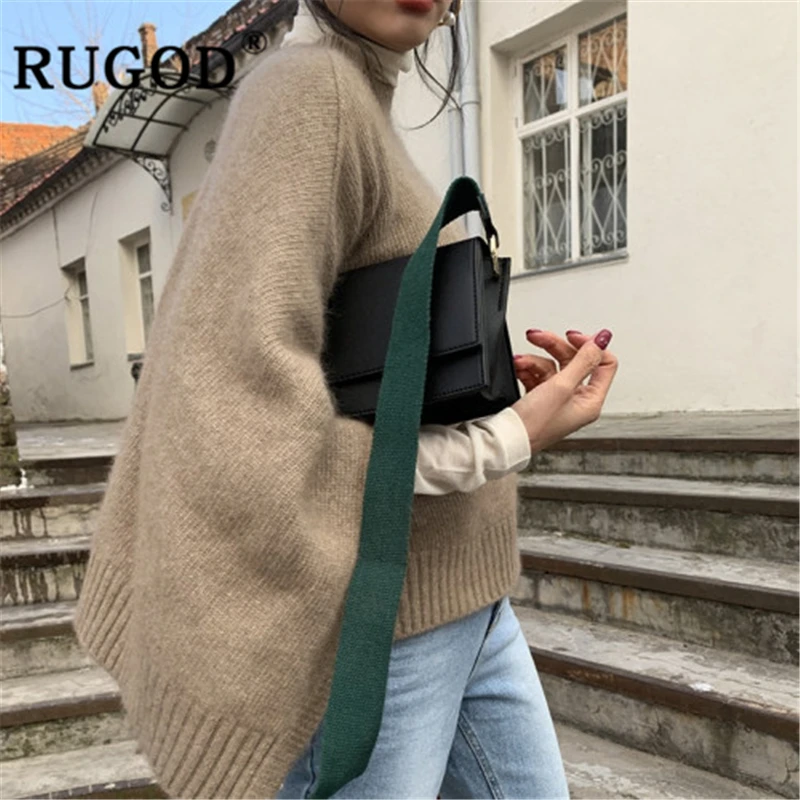 Женский свитер с круглым вырезом RUGOD Свободный пуловер рукавами летучая мышь и