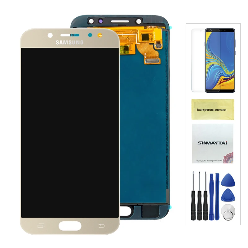 J730 ЖК-дисплей для samsung Galaxy J7 Pro J730 J730F ЖК-дисплей Дисплей кодирующий преобразователь сенсорного экрана в сборе J730F J730GM J730G ЖК-дисплей s 5,5 дюймов - Цвет: Adjustable Gold