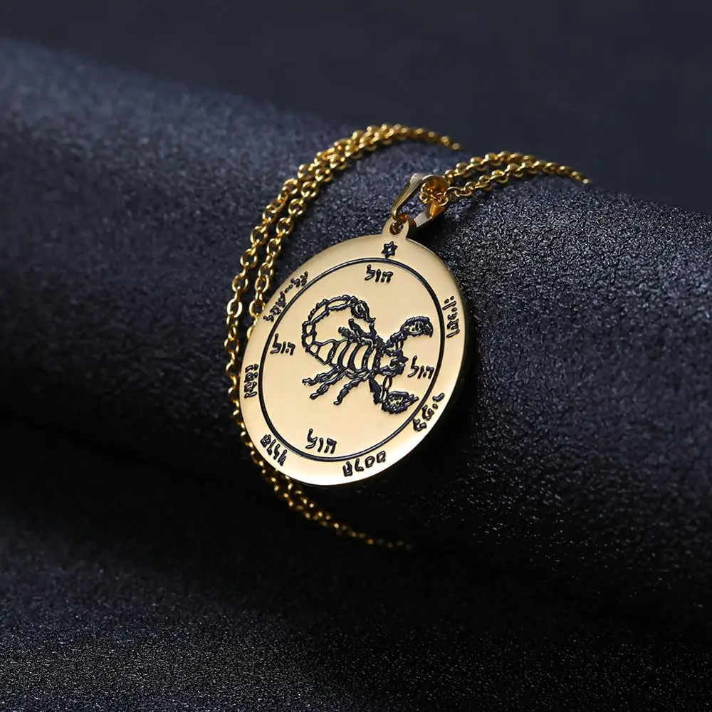 Scorpion Amulet 2 Lemegeton ключ Соломона второй третий Пентакль солнца Юпитер Марс Скорпион талисман амулет из нержавеющей стали ожерелье - Окраска металла: Scorpion Amulet 2