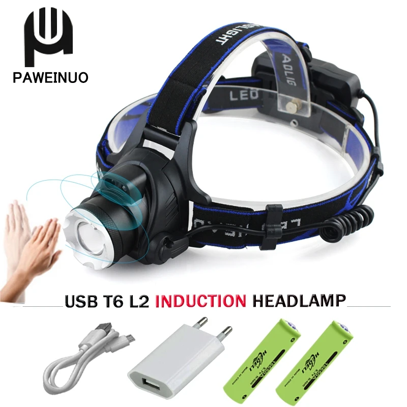 

Induction Led Headlight Usb Headlamp Zoom Xm L2 T6 Led Flashlight Forehead Waterproof Flash Light Headtorch Torch 18650 Battery