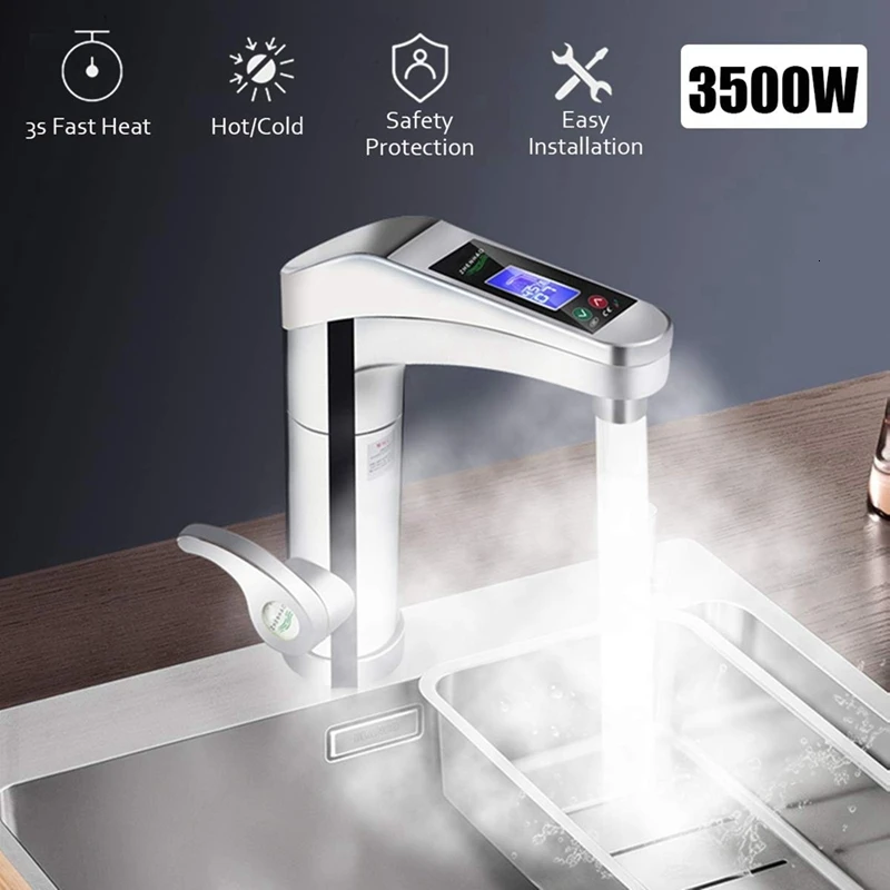 Интеллектуальный автоматический жидкокристаллический дисплей Мгновенный Электрический кран для нагрева воды мгновенный проточный водонагреватель без резервуара горячий кран EU P