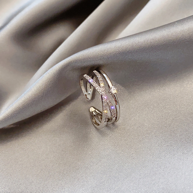 Sexy Zircon Open Rings For Women Trend Heart Pearl Wedding Party Adjustable Ring Girls Elegant Jewelry Gifts