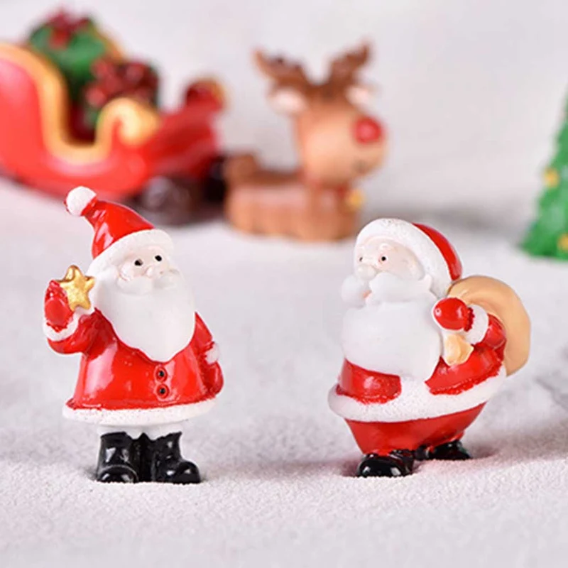 

Resin Miniature Christmas Tree Santa Claus Snowmen Snow Duck Terrarium Accessories Micro Fairy Garden Figurines Doll House Decor