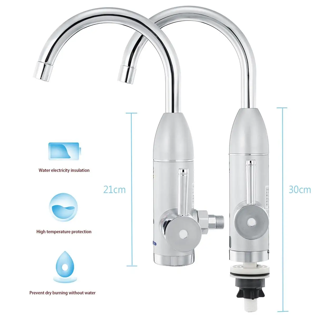 

Home Kitchen LED Instant Electric Hot Water Heater Faucet 3000W 360 Degree Hot and Cold Mixer Tap Water Heater Fast Heating