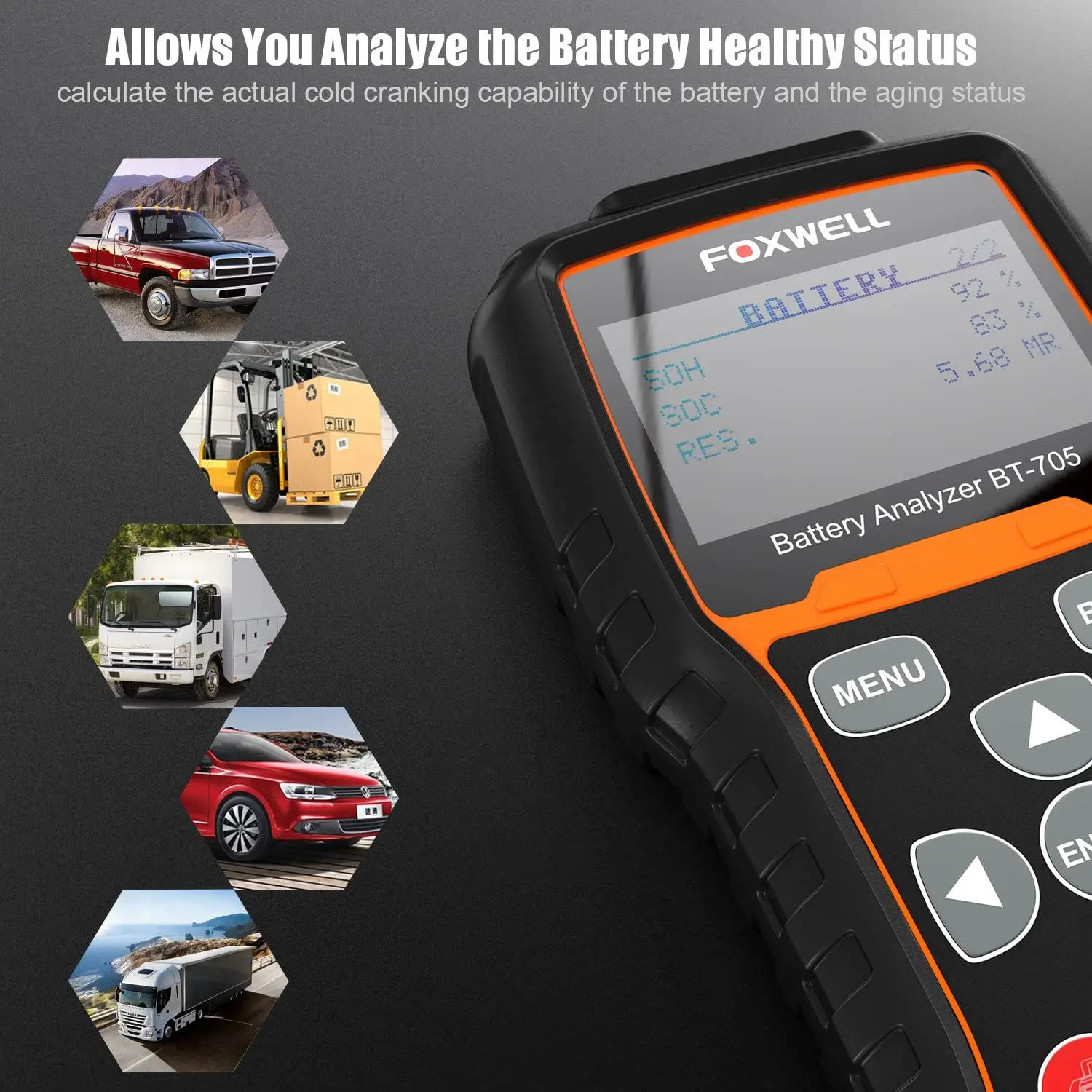 Анализатор заряда аккумулятора FOXWELL BT705 12 24 В для автомобилей и грузовиков 100 2000