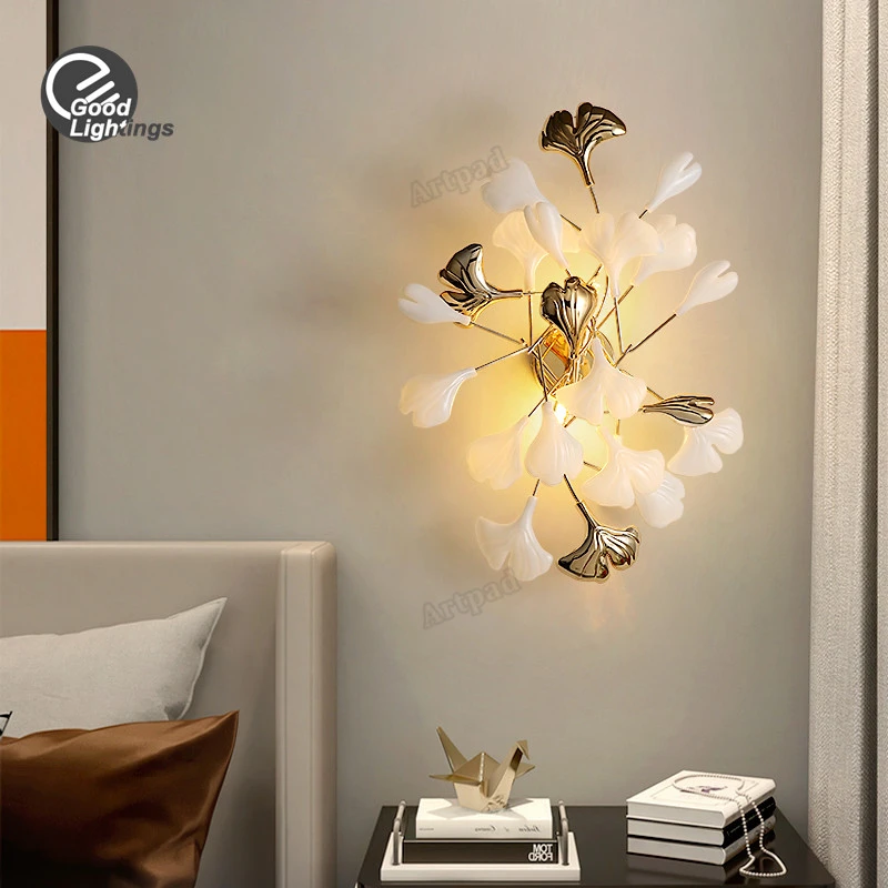 Nordic Wall Lamp Art Design Ginkgo Leaf Living Room Decoration Light