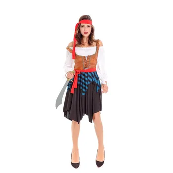 

Women Halloween Masquerade Party Captain Pirate Role Play Games Costume Adult Carnival Purim Pirates of the Caribbean Cosplay