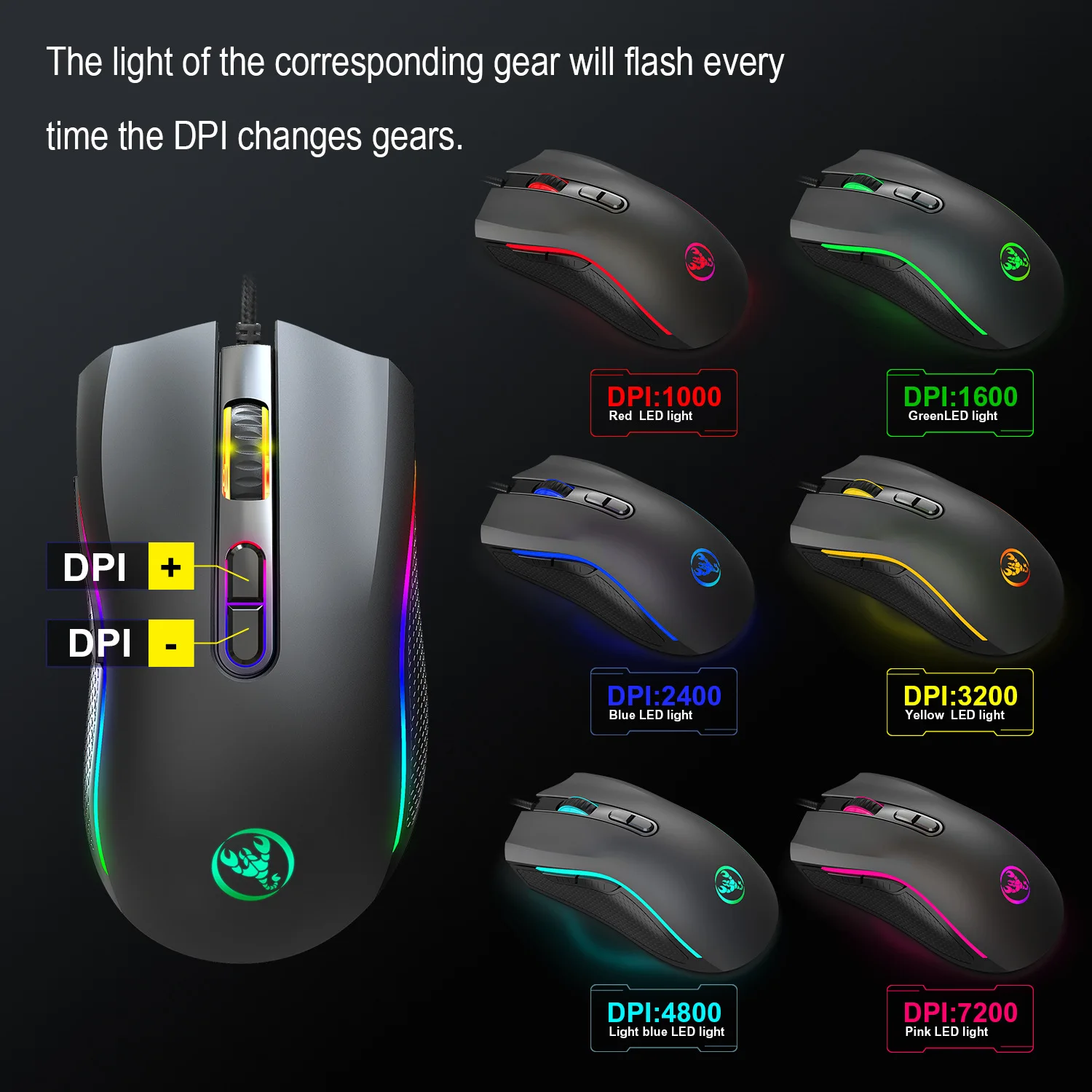 wireless laptop mouse High-end optical professional gaming mouse with 7 bright colors LED backlight and ergonomic design, suitable for LOL CS wireless mouse with usb c